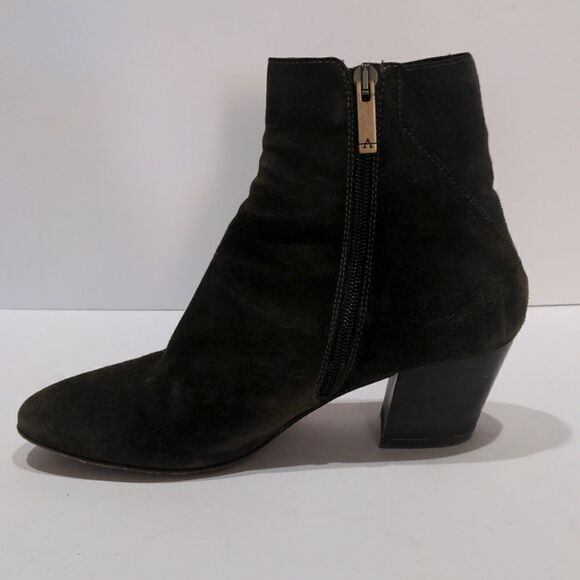 Aquatalia Suede Heeled Booties Olive Green Size 7 Made in Italy - Picture 9 of 12